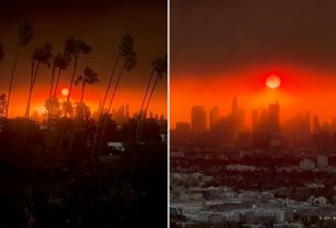 No es atardecer: Incendio se propaga en Los Ángeles