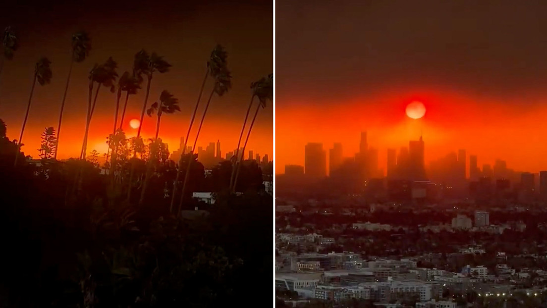 No es atardecer: Incendio se propaga en Los Ángeles