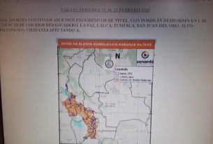 Rige alerta naranja por lluvias con crecidas de ríos en Potosí