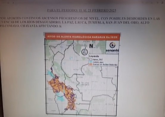Rige alerta naranja por lluvias con crecidas de ríos en Potosí
